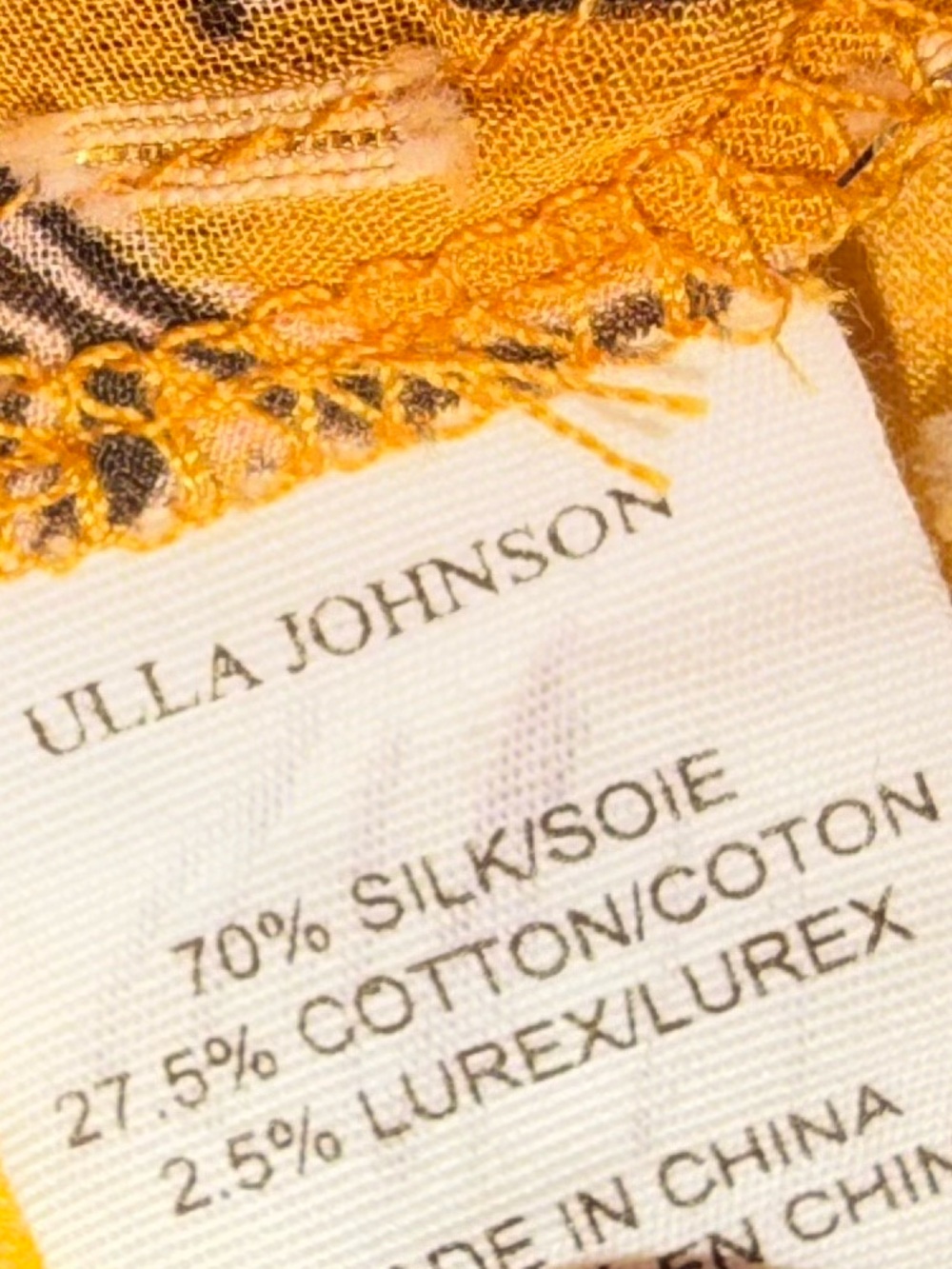 Ulla Johnson Mustard Floral Ruffle Sleeveless Silk Blend Blouse Size 8 - Picture 9 of 10